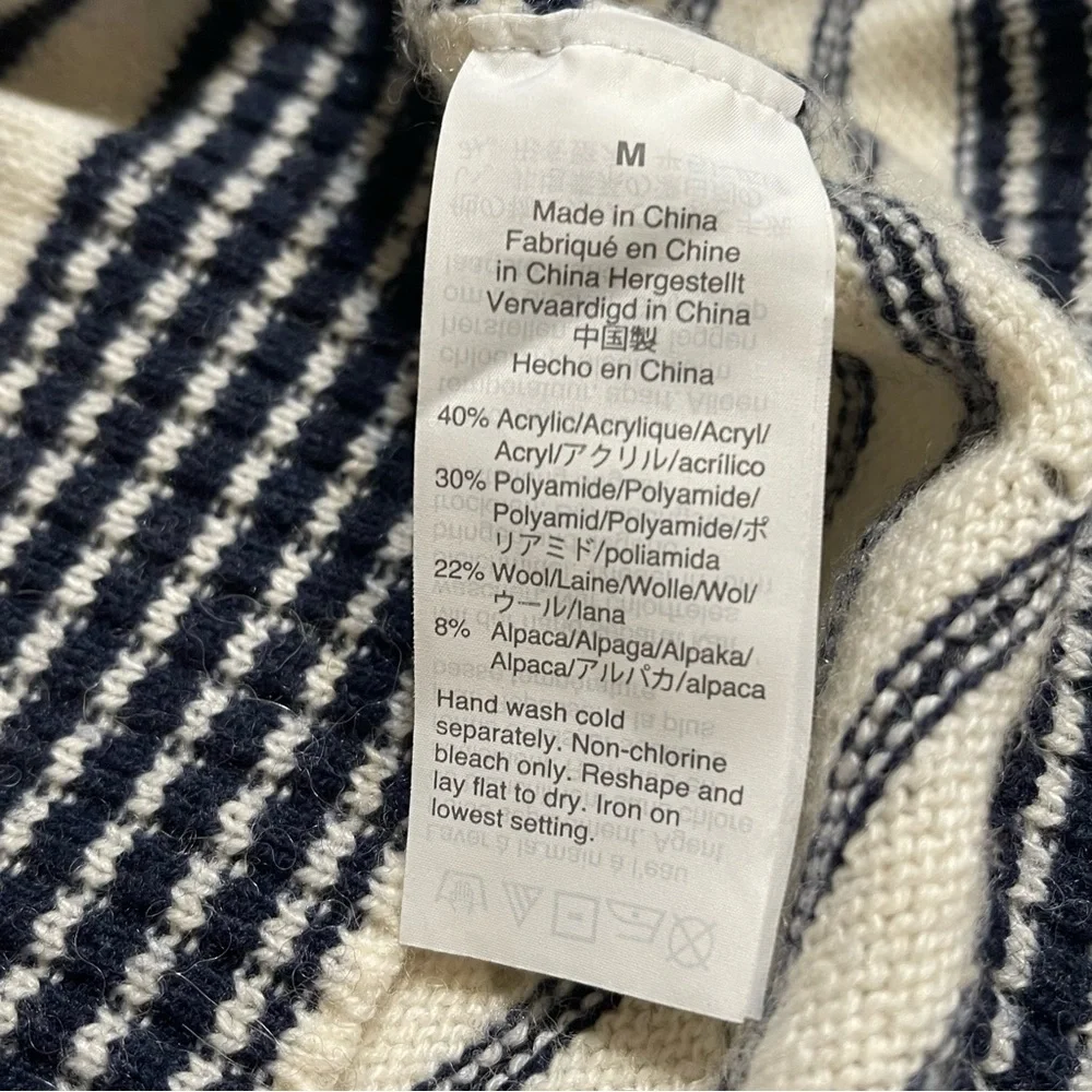 J. Crew Pointelle Sweater Crewneck Stripe Wool Alpaca Blend Casual‎ Preppy